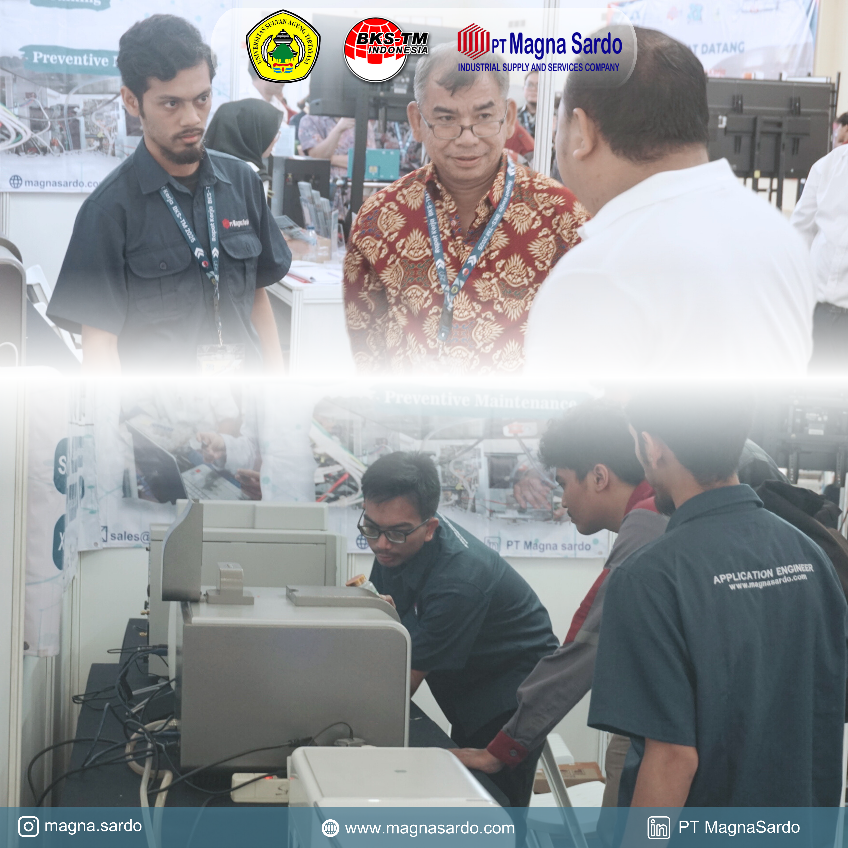 Tim PT Magna Sardo menjelaskan fungsi alat kepada pengunjung pameran
